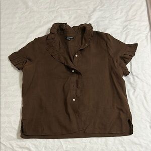 J. Crew Chocolate Ruffle Top
